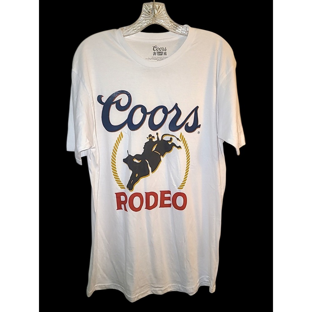 Coors Banquet Rodeo‎ T Shirt Women's Large White Bull Rider Western NWOT